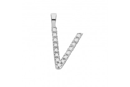 9ct White Gold 0.05ct Diamond V Initial