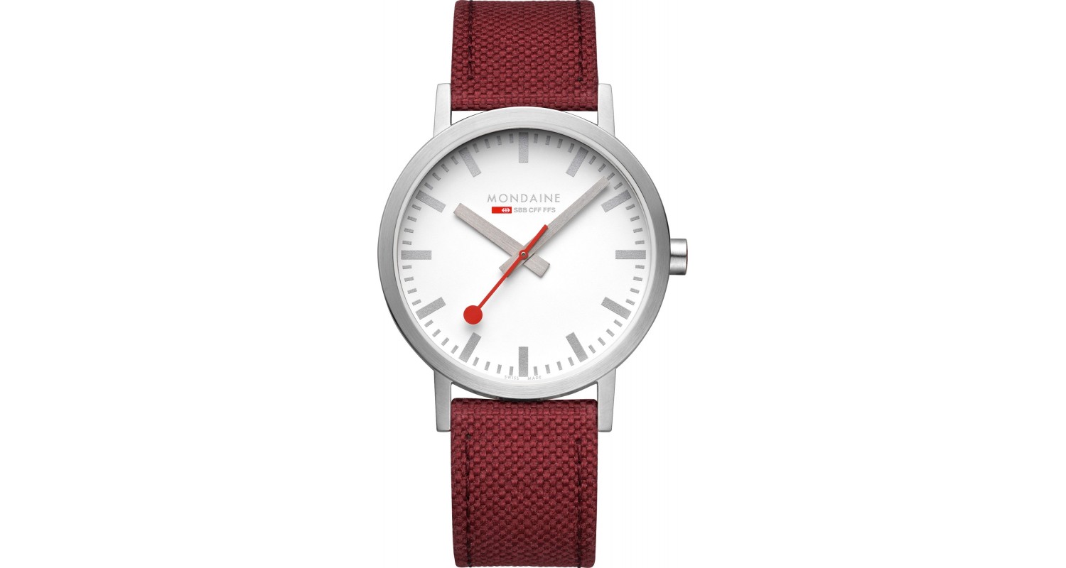 Mondaine Classic Dark Cherry Red 40mm Watch