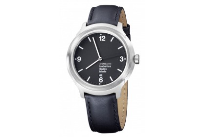 Mondaine Helvetica Black Dial 43mm Watch