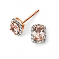 9ct Rose Gold Morganite & Diamond Earrings