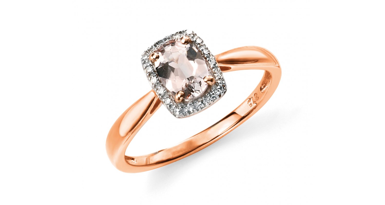 9ct Rose Gold Morganite & Diamond Ring