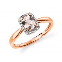 9ct Rose Gold Morganite & Diamond Ring