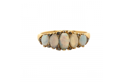 18ct Yellow Gold Multi Opal & Diamond Ring