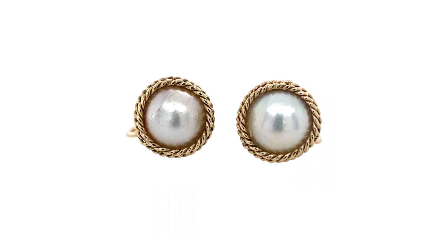 9ct Yellow Gold Mabe Pearl Clip Ons