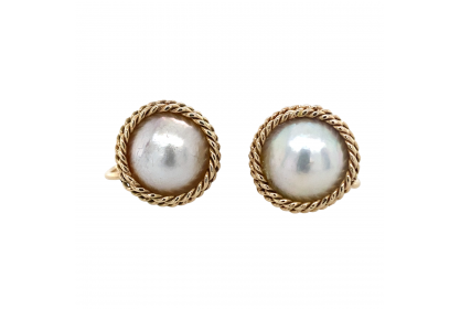 9ct Yellow Gold Mabe Pearl Clip Ons