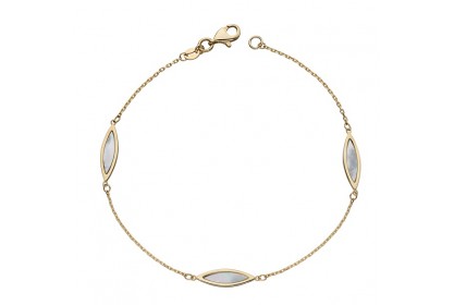 9ct Yellow Gold Navette Mother of Pearl Bracelet