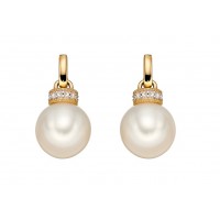 9ct Yellow Gold Freshwater Pearl & Diamond Earrings