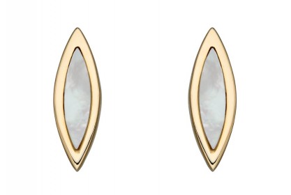 9ct Yellow Gold Navette Mother of Pearl Earrings