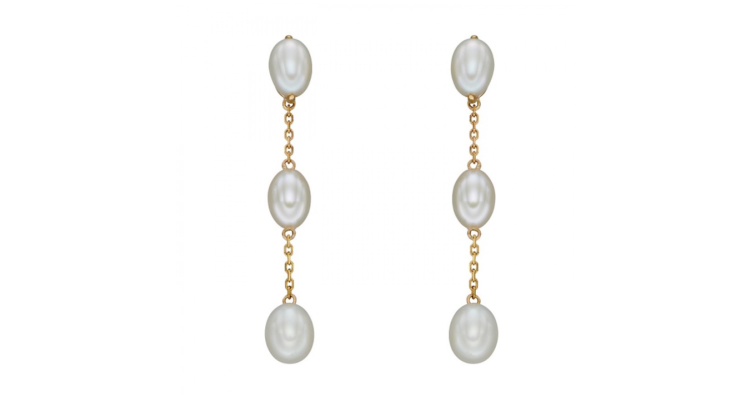 9ct Yellow Gold Freshwater Pearl Tier Drop Earrings