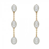 9ct Yellow Gold Freshwater Pearl Tier Drop Earrings