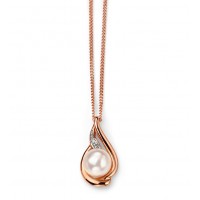 9ct Rose Gold Freshwater Pearl & Diamond Necklace