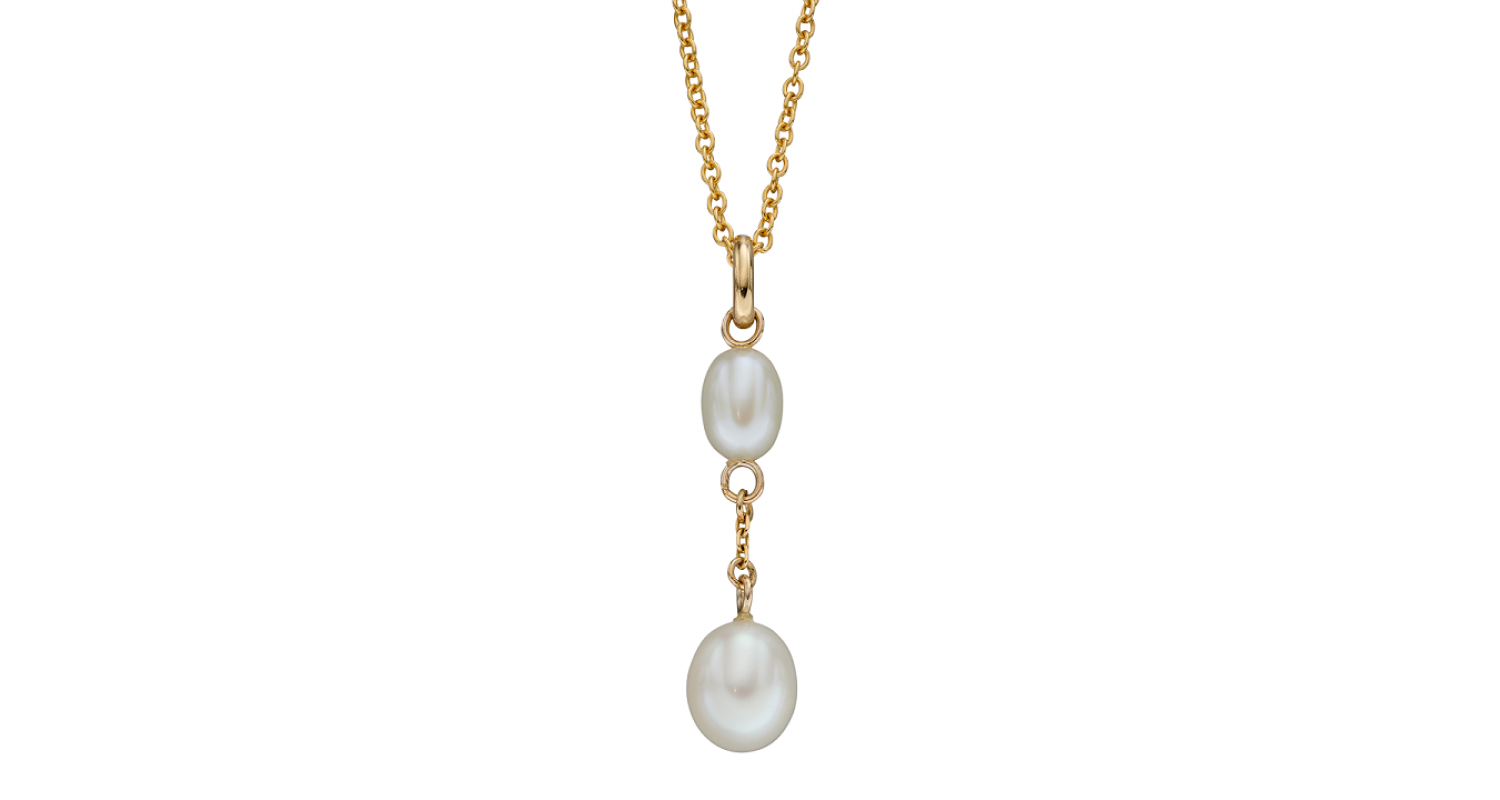 9ct Yellow Gold Freshwater Pearl Tier Drop Necklace