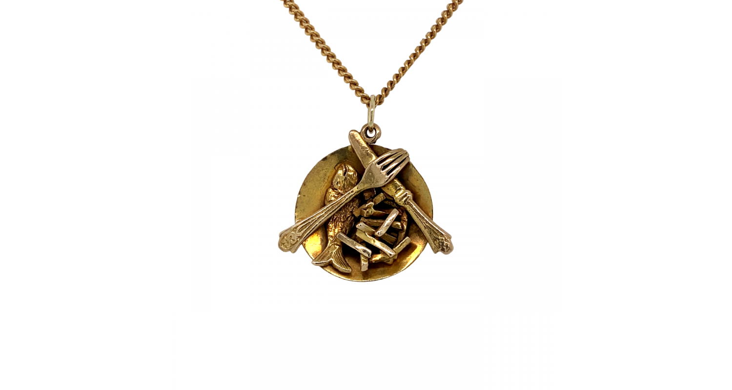 9ct Yellow Gold Fish & Chips Necklace