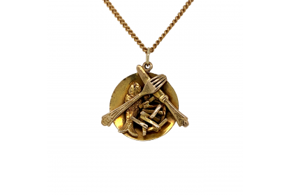 9ct Yellow Gold Fish & Chips Necklace