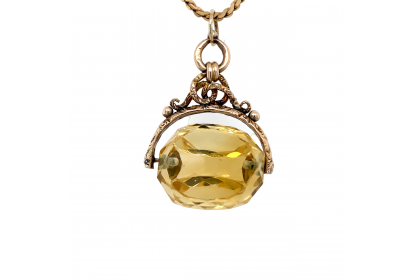 9ct Yellow Gold Spinning Quartz Fob Necklace