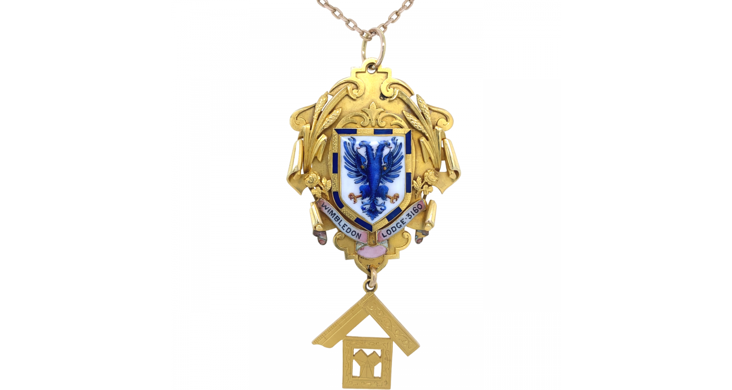 15ct Yellow Gold Masonic Wimbledon Medal Necklace