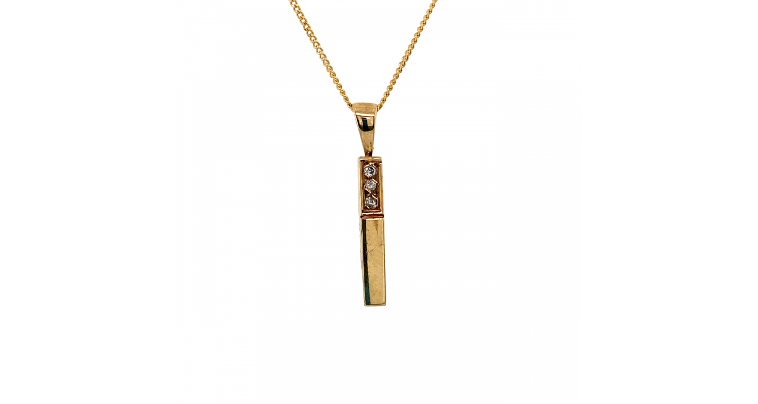 9ct Yellow Gold Diamond Drop Necklace