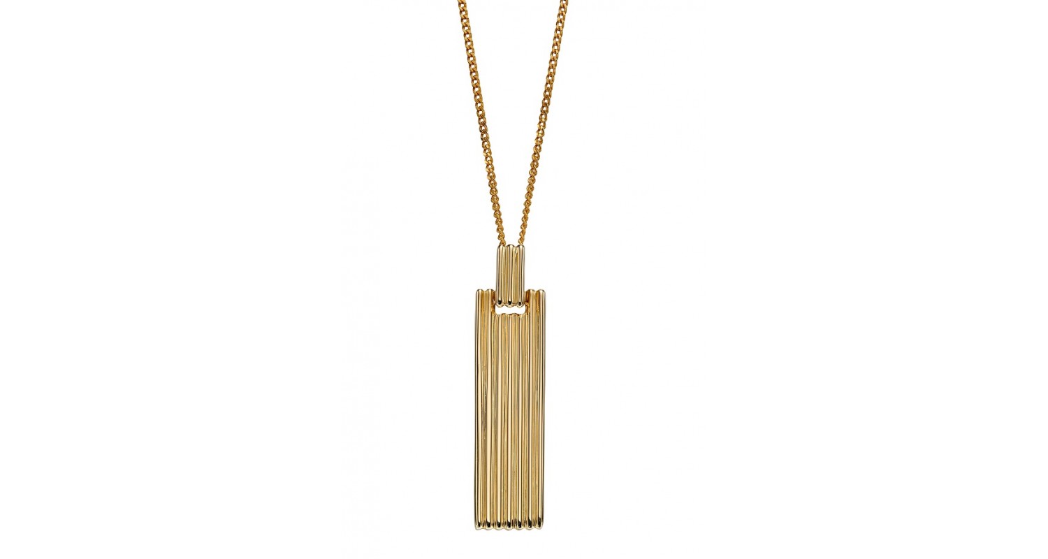 9ct Yellow Gold Long Bar Column Necklace