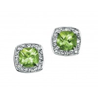 9ct White Gold Peridot & Diamond Earrings