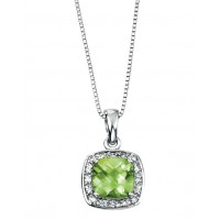 9ct White Gold Peridot & Diamond Necklace