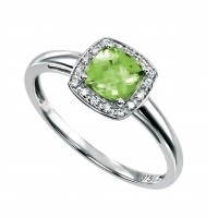 9ct White Gold Peridot & Diamond Ring