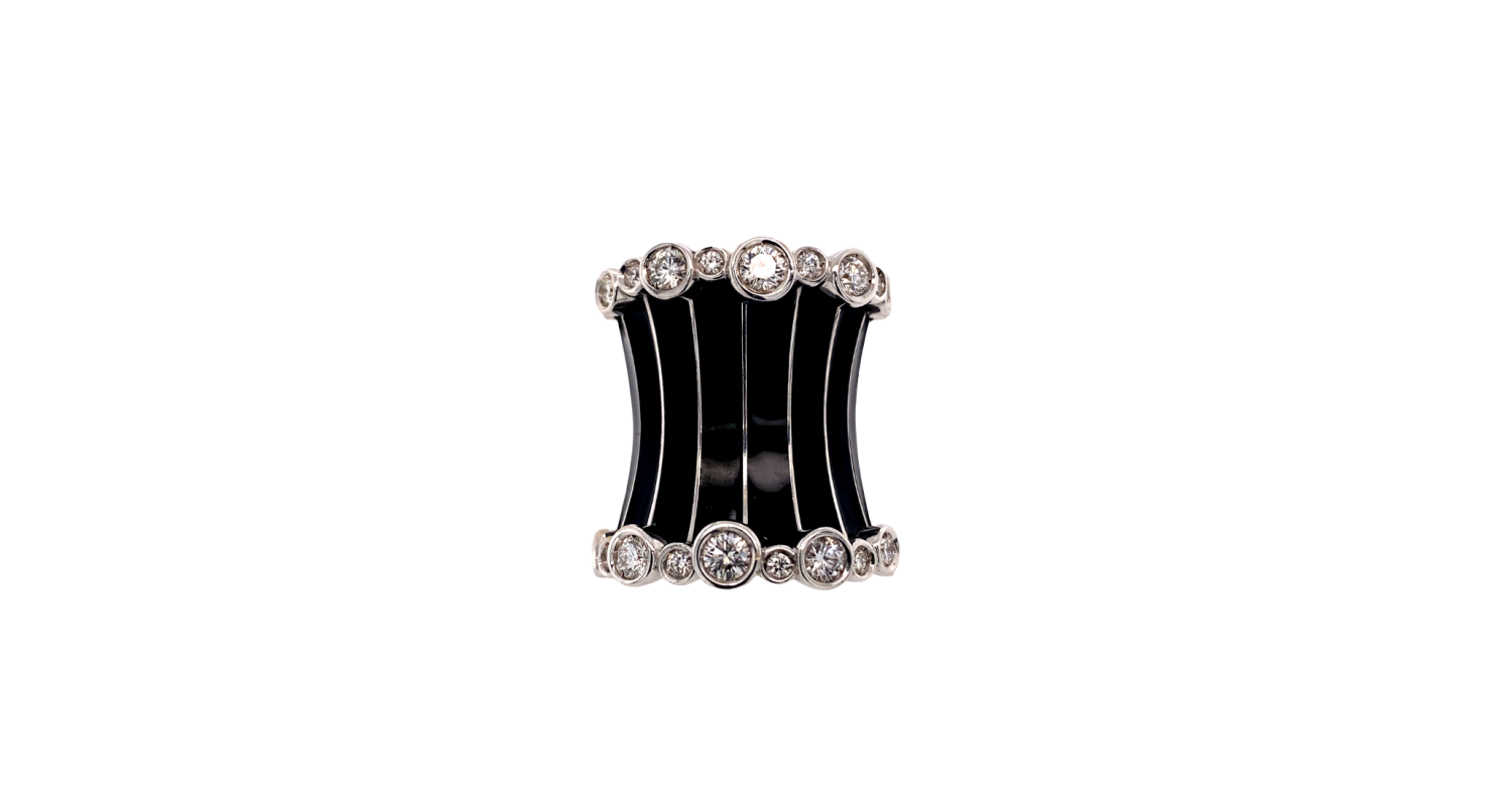 18ct White Gold Diamond 'Corset' Dress Ring