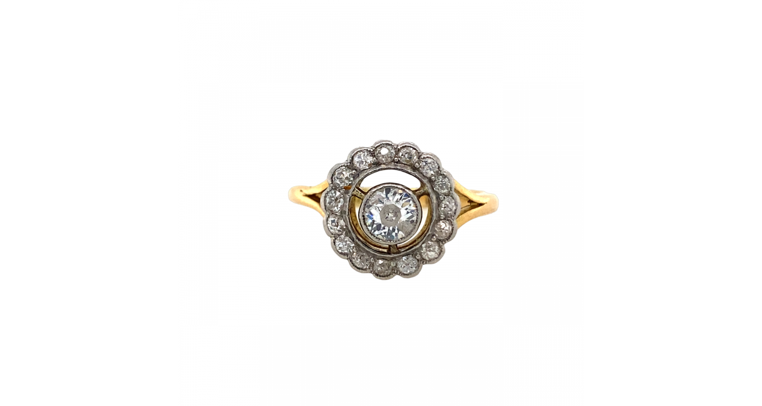 18ct Yellow Gold 0.70ct Diamond Cluster Ring