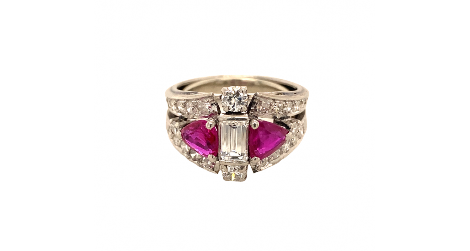 Platinum Diamond & Ruby Dress Ring