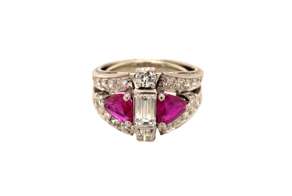 Platinum Diamond & Ruby Dress Ring