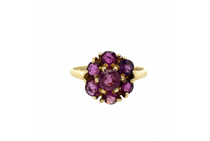 9ct Yellow Gold 1973 Ruby Cluster Ring