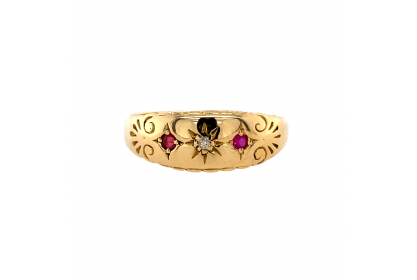 18ct Yellow Gold 1898 Ruby & Diamond Ring