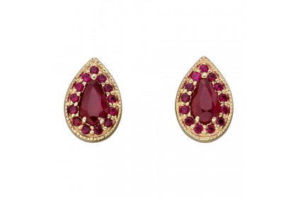 9ct Yellow Gold Ruby Teardrop Earrings