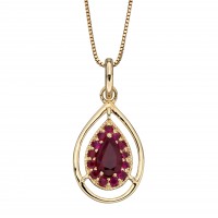 9ct Yellow Gold Ruby Teardrop Necklace