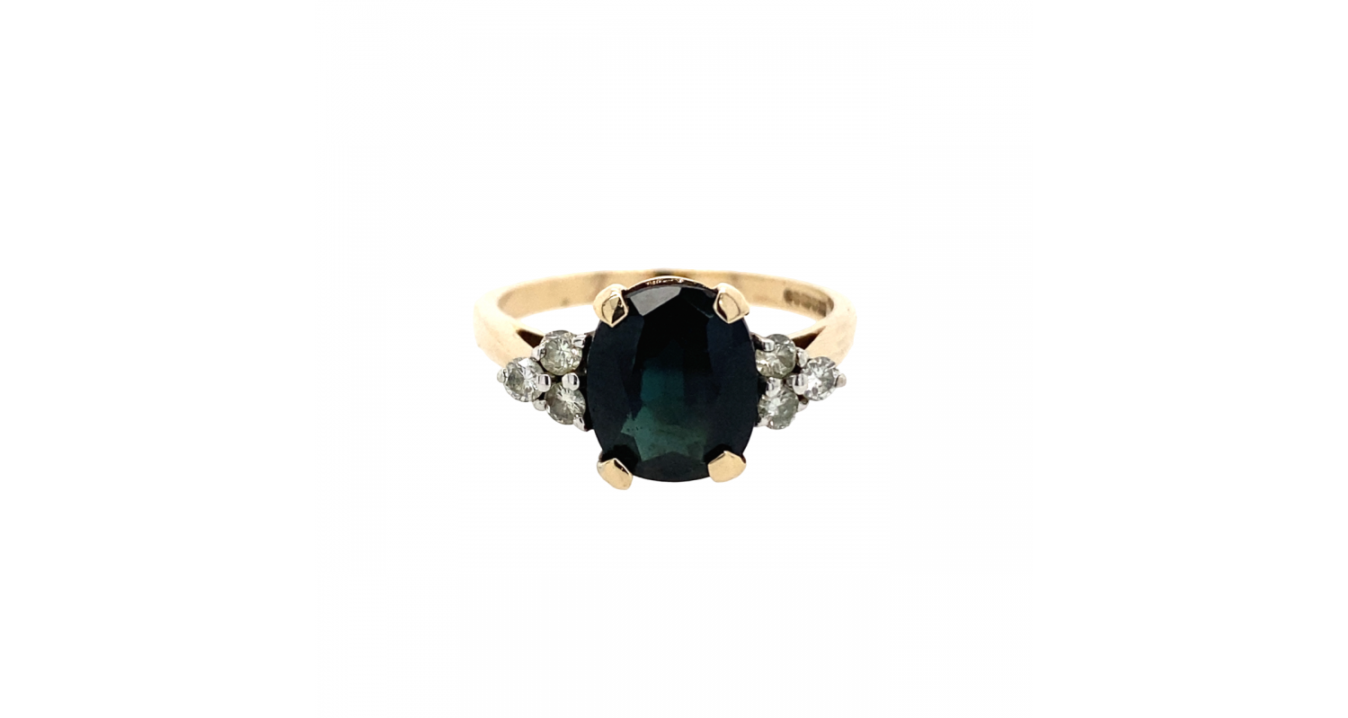 9ct Yellow Gold Sapphire & Diamond Ring