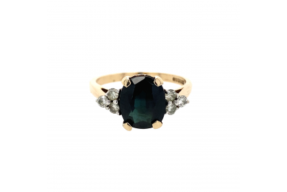 9ct Yellow Gold Sapphire & Diamond Ring