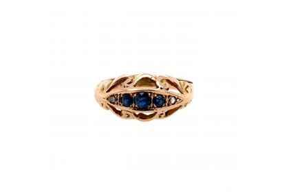 Edwardian 9ct Rose Gold Sapphire & Diamond Ring