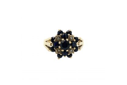 9ct Yellow Gold 1980 Sapphire & Diamond Ring