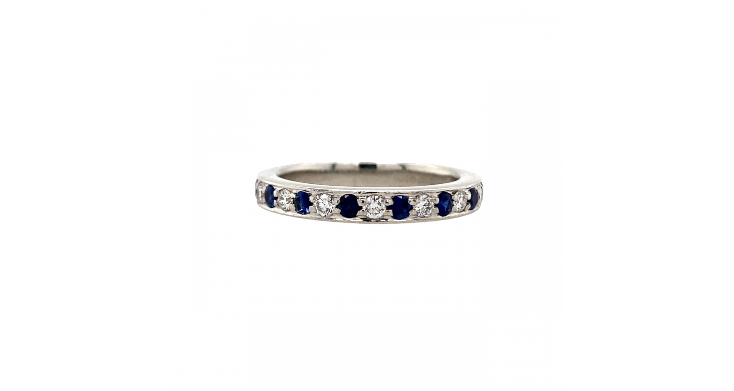 Platinum Diamond & Sapphire 1/2 Eternity Ring