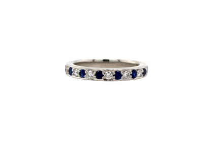 Platinum Diamond & Sapphire 1/2 Eternity Ring