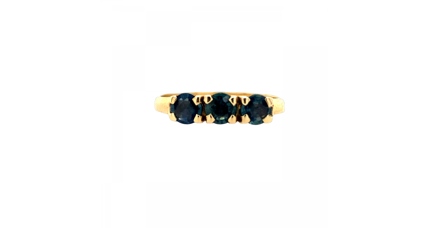 9ct Yellow Gold Australian Sapphire Trilogy Ring