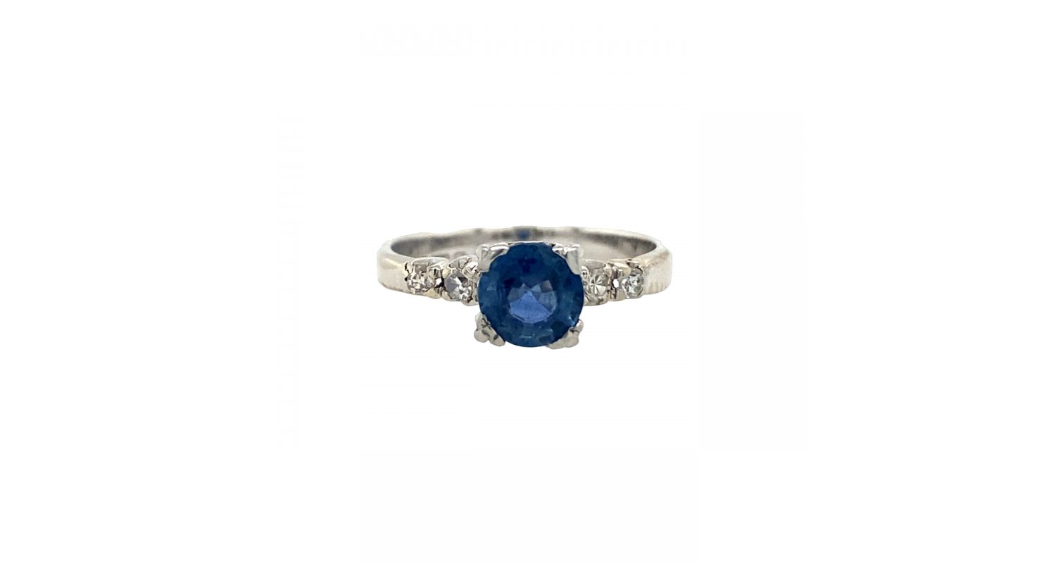 18ct White Gold Sapphire & Diamond Ring