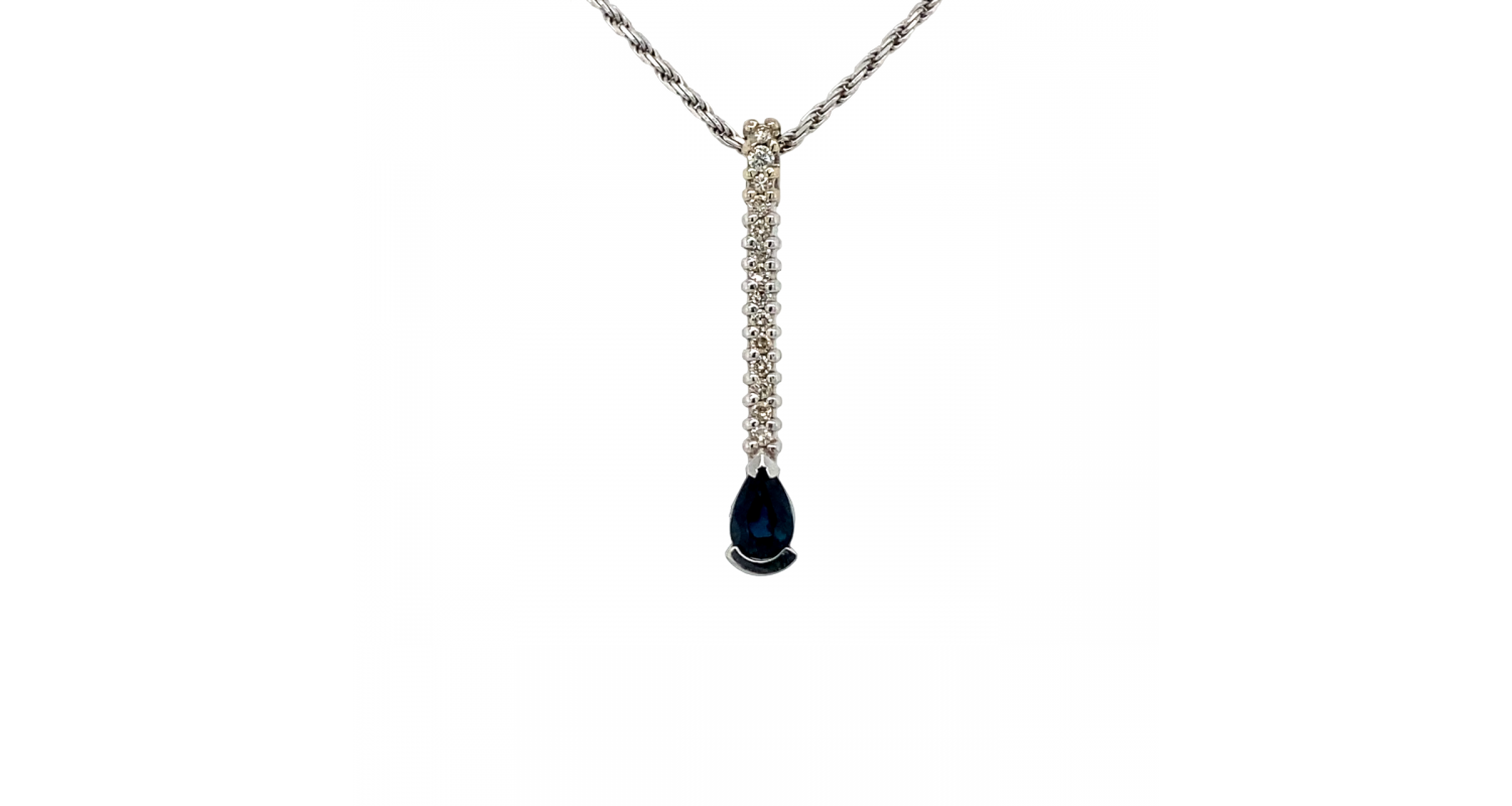 14ct White Gold Sapphire & Diamond Necklace