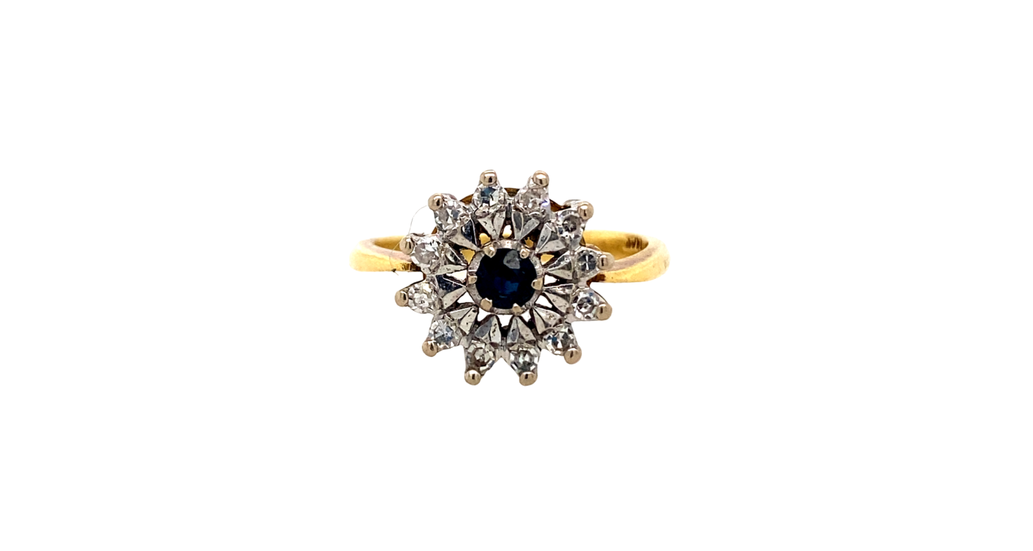 18ct Yellow Gold Sapphire & Diamond Ring