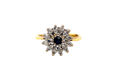 18ct Yellow Gold Sapphire & Diamond Ring