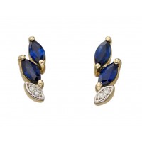 9ct Yellow Gold Sapphire & Diamond Studs