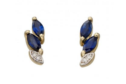 9ct Yellow Gold Sapphire & Diamond Studs