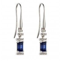 9ct White Gold Sapphire & Diamond Deco Earrings