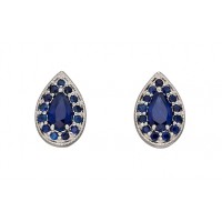 9ct White Gold Sapphire Teardrop Earrings