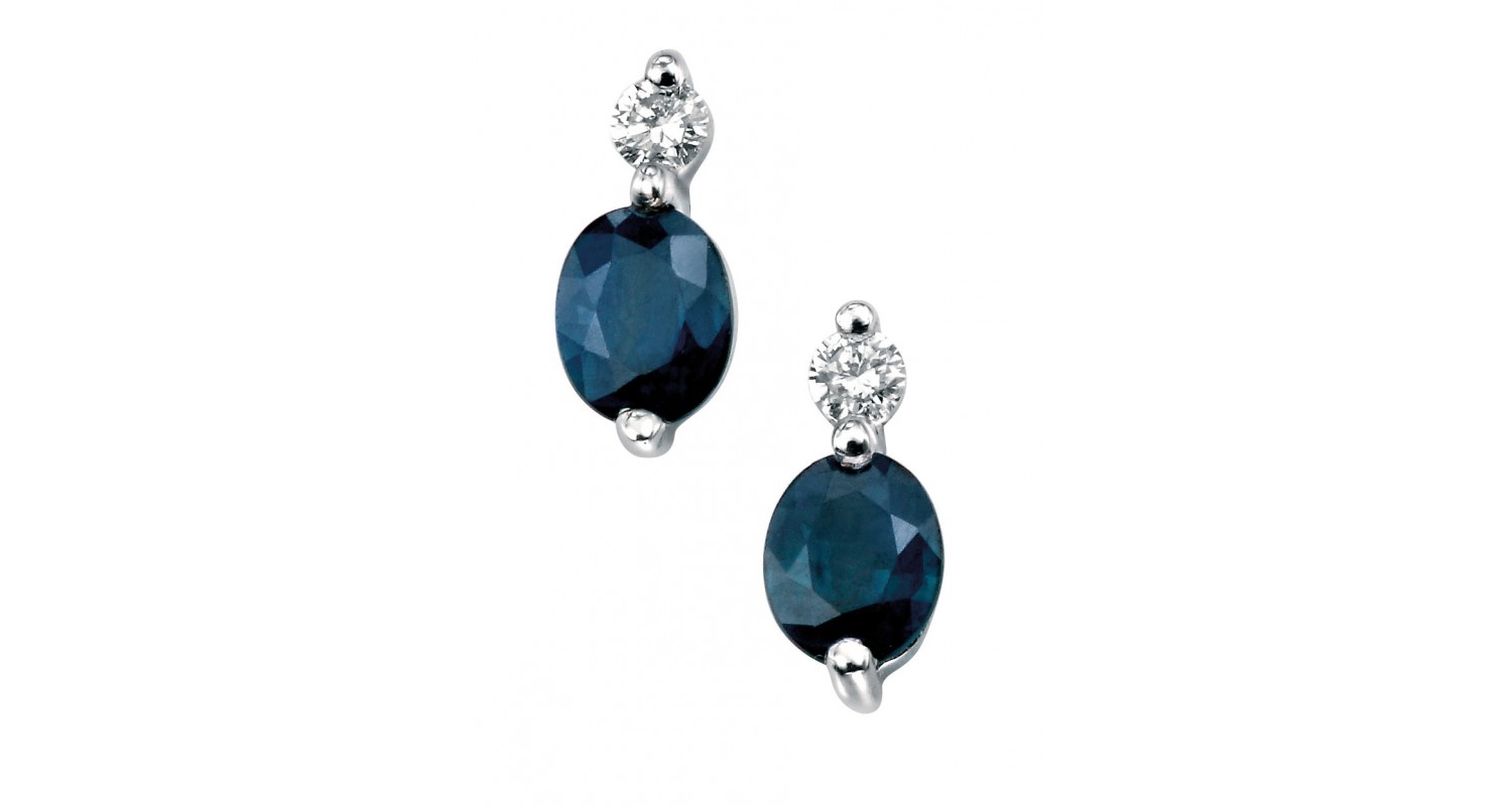 9ct White Gold Sapphire & Diamond Earrings