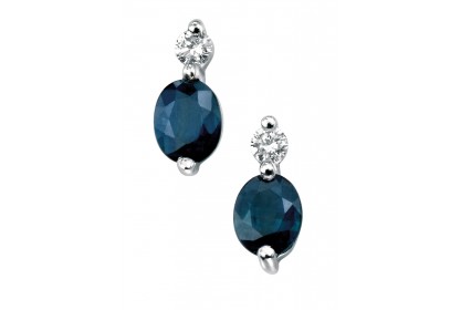 9ct White Gold Sapphire & Diamond Earrings